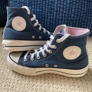 Women’s Converse All Star High Top, Denim and pink, Platform
